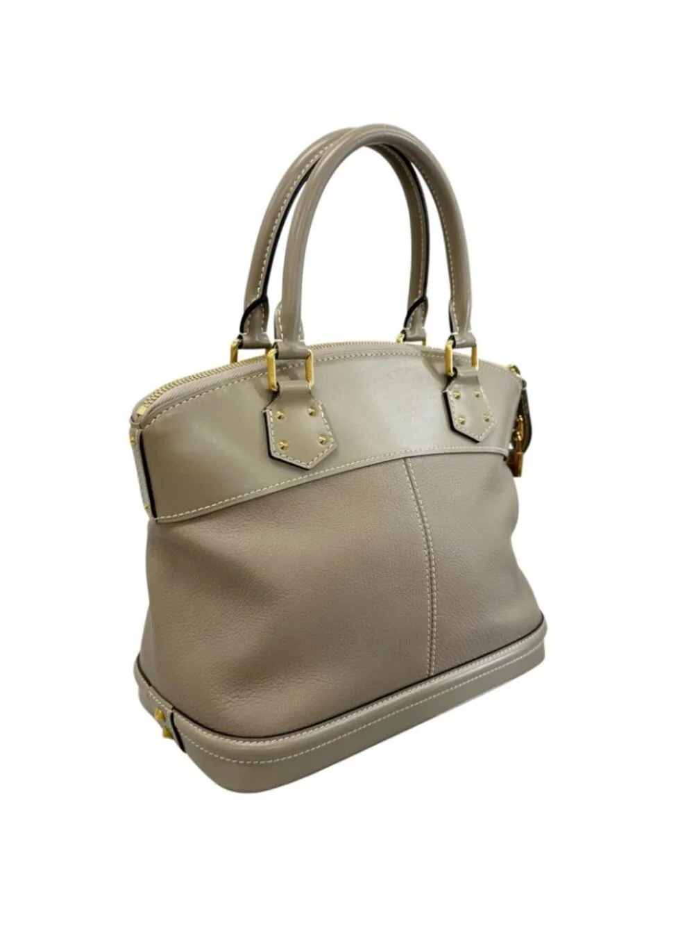 Louis Vuitton Lockit PM Handbag Leather Gray Suhali